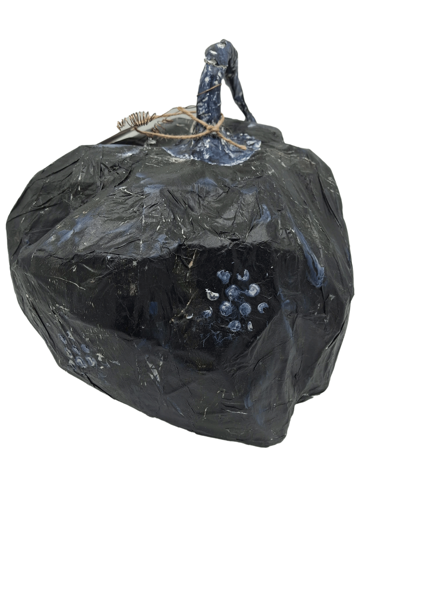 Original mixed media pumpkin seasonal art decor by Little Haven Art Studio in blue, black, white. By artist Amanda Craig.