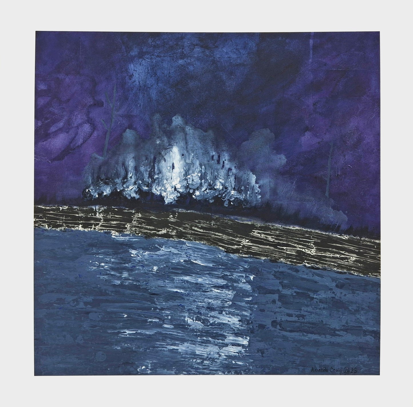 Psalm of Deliverance print by Little Haven Art Studio depicting moody landscape of purple, gray, and black. By Amanda Craig.