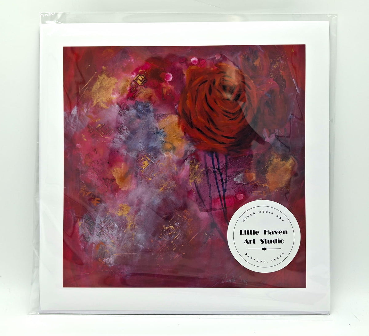 Fine Art Print | Radiance| Glamorous Red Floral Mixed Media Art