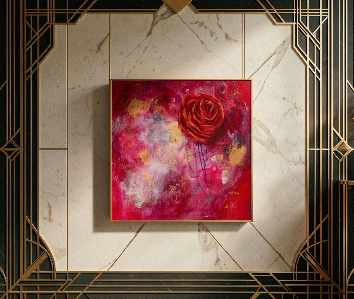 Mixed Media Wall Art | Radiance | Glamorous Red Floral