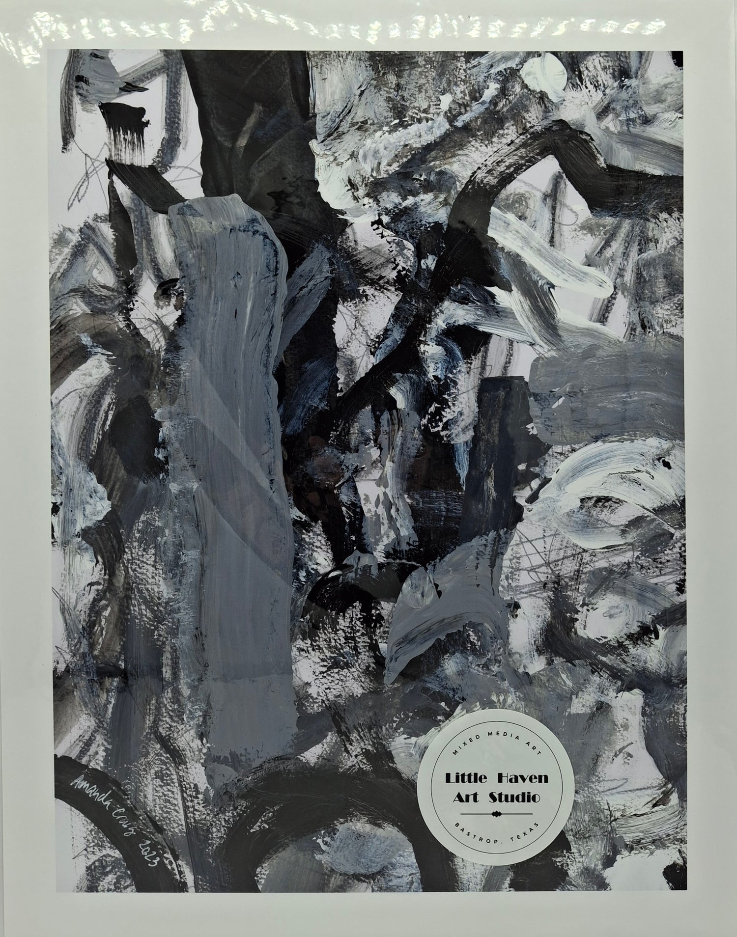 Print of abstract art in black and white depicting journey to The Way, by Little Haven Art Studio. 