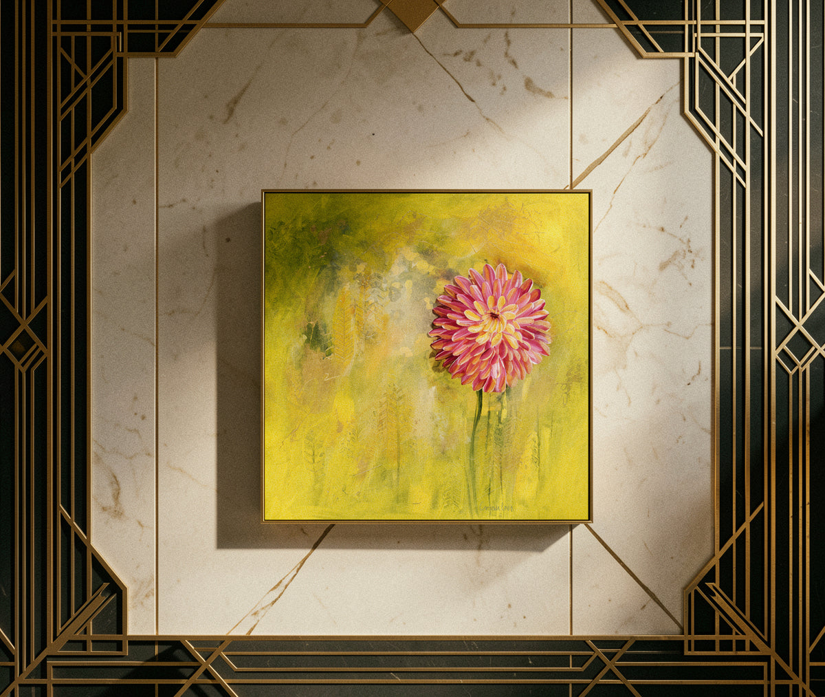 Mixed Media Wall Art | Endurance | Glamorous Yellow Floral