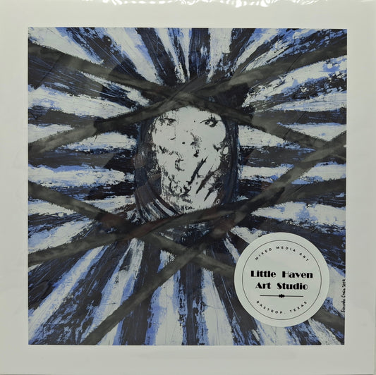 Print of mixed media art of abstract face depicting a silent cry by Amanda Craig, Little Haven Art Studio.
