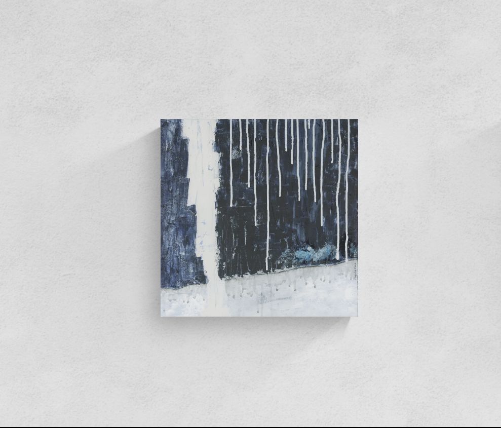 "Pillar of Fire" wall art of abstract landscape with lighting and rain by Amanda Craig, Little Haven Art Studio.