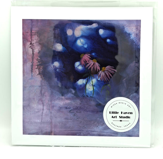 Giclee print of "The Hidden Place" painting by Amanda Craig in pink, blue, and white.