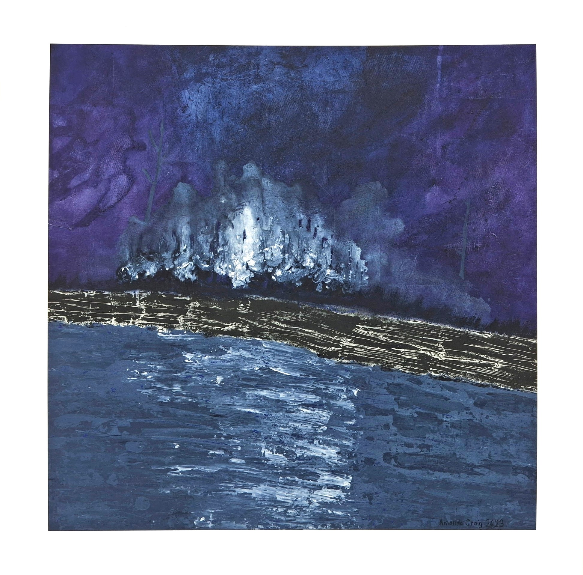 Psalm of Deliverance print by Little Haven Art Studio depicting moody landscape of purple, gray, and black. By Amanda Craig.