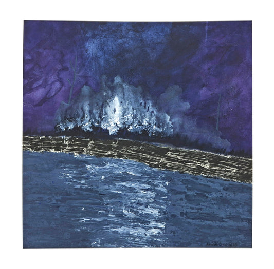 Psalm of Deliverance print by Little Haven Art Studio depicting moody landscape of purple, gray, and black. By Amanda Craig.