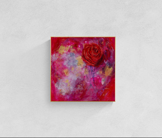 Mixed Media Wall Art | Radiance | Glamorous Red Floral