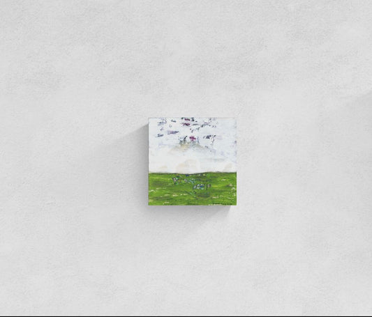 "Searching for Something" original abstract canvas wall art in green and white, by Amanda Craig of Little Haven Art Studio. 